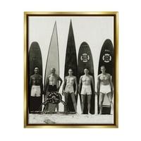 Студел индустрии гроздобер фотографија мажи сурфер табли со спорт спорт Металик злато лебдечки врамени платно печатење wallидна