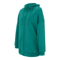 пгерауг женски врвови со цврста боја предизвикуваат улична облека џемпер патент со качулка дуксер со долги ракави зимски палта