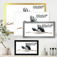 DesignArt 'Бела штрк Циконија летачка птица' Традиционална врамена уметничка печатење