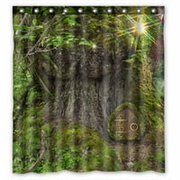 Антички Мов Дрво во шума самовила светла врата виножито Водоотпорен Полиестер Ткаенина Туш Завеса Големина