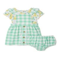 Се чудо нација бебе девојче Pinafore фустан, маица со кратки ракави и сет на облеки на пелена, 3-парчиња, големини 0 3- месеци