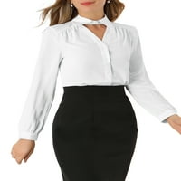 Уникатни поволни цени, блуза со вратот на женски чакер, долга ракав, исклучете ја кошулата за работа со јака