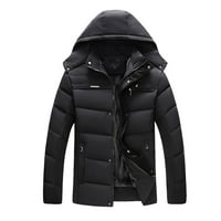 outfmvch дуксери за мажи обична зимска јакна згуснете топол капут со качулка со џеб женски врвови црно