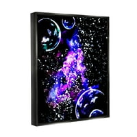 Задебелена виолетова галаксиска маглина уметност за деца сликање џет црно врамен уметнички печатен wallид уметност