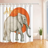 Африка Декор Слон Прошетка Во Портокалова боја За Портокалова Полиестерска Ткаенина Бања Туш Завеса