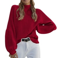 Пуловер џемпери пимфилм За Жени Џемпери Со Долг Пуловер Исечени Црвени 2xl
