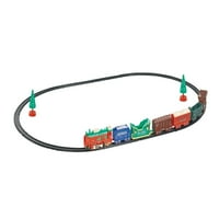 Батерија управувана со осветлен и анимиран класичен Божиќен воз сет со овална патека