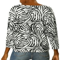 Женски животински зебра печати против вратот Долман ракав лабава блуза врвот
