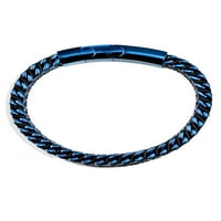 Крајбрежен накит Машки полиран сино позлатен не'рѓосувачки челик франко ланец и кожна нараквица - 8 + 0,5