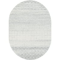 Уметнички ткајачи Елазиз Геометриска област килим, надвор од бела боја, 4 '6' овални