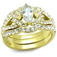Womenените IP златен прстен од не'рѓосувачки челик со AAA одделение CZ во чиста - големина 7