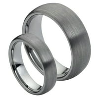 Tungsten carbide за него и нејзиниот куполен четкав финиш свадба бенд прстен