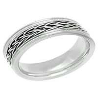Менс не'рѓосувачки челик плетенка центар за венчавки - прстен за мажи