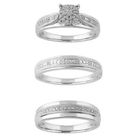 Засекогаш невеста 0,25C тркалезна дијамантски венчален прстен во сребро.