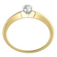 Карат Т.В. Држете го мојот дијамантски ветувачки прстен во стерлинг сребро со 18K жолто злато, големина 8