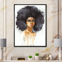 Дизајн Портрет на афро -американска жена x 'модерна врамена платно wallидна уметност печатење