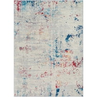 Уметнички ткајачи Монако Апстрактна област килим, сино темно црвена боја, 6'7 9'6
