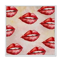 DesignArt 'Црвена девојка усни' Модел на модерна врамена платно wallидна уметност печатење