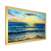 DesignArt 'Sunrise сјае на океанските бранови I' Наутички и крајбрежен врамен уметнички принт