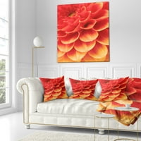 DesignArt Апстрактна портокалова цвет и ливчиња - Перница со цвеќиња - 18х18