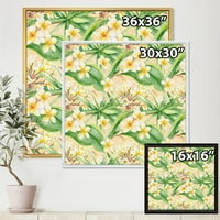 DesignArt 'Yellowолти цвеќиња и тропско зеленило xiii' модерна врамена платно wallидна уметност печатење