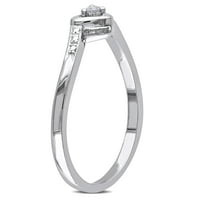 Miabellaен женски дијамантски акцент на срцето ветувачки прстен во сребро сребро
