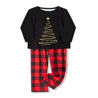 Семејно Совпаѓање Божиќни Пижами Божиќно Дрво Печатење Врвови Со Пуловер Со Долги Ракави Карирани Панталони Бебе Ромпер Партија