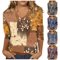 Женски Ракави Блузи И Блузи Симпатична Печатење Графички Плус Големина Основни Модни Врвови Пуловер, ВИНО XL