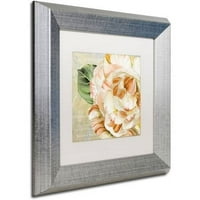 Трговска марка ликовна уметност Camellias I Canvas Art by Color Bakery White Matte, сребрена рамка