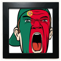 Португалија Знаме Шминка На Лицето Главата Скринг Капа Црна Квадратна Рамка Слика Ѕид Маса