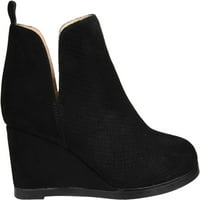 Collectionенска колекција на списанија Mylee клин на глуждот Bootle Bootie Black Perforated Fau Suede 7. М.