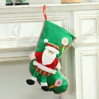 Светла Боја Голем Капацитет Божиќен Подарок Чорап Со Јаже Бонбони Дедо Мраз Снешко Елен Декор Божиќен Чорап Торба За Подароци