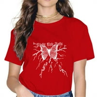 Педер симпатична женска врвови трендовски женски сончоглед маица лето кратки ракави лабави маички врвови црвени, с
