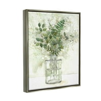 Студел индустрии билка растителна аранжман вазна графичка уметност сјај сива пловечка врамена платно печатена wallидна уметност,