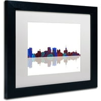 Трговска марка ликовна уметност Buffalo New York Skyline Canvas Art by Marlene Watson White Matte, црна рамка
