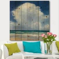 Дизајн на „Облаци на плажа на крајбрежната пејзаж на тиркизна плажа“ на природно бор дрво